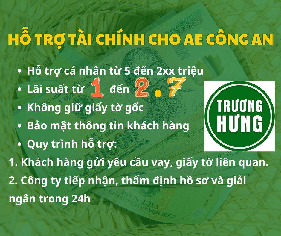 Phương Án Vay Vốn An Toàn Và Hiệu Quả Dành Cho Anh Em Công An - Hỗ Trợ Từ 5 Đến 200 Triệu Với Lãi Suất Hấp Dẫn